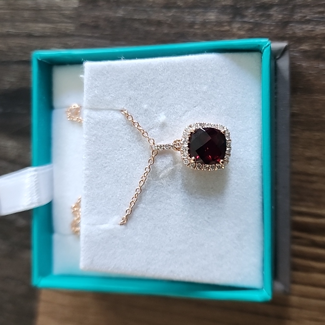 Effy 14k Rose Gold Diamond Rhodolite Necklace 650$